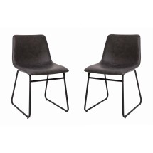 Flash Furniture ET-ER18345-18-GY-BK-GG 18" Mid-Back Sled Base Dining Chair in Dark Gray LeatherSoft with Black Frame, Set of 2