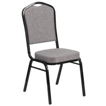 Flash Furniture FD-C01-B-5-GG Hercules Crown Back Stacking Banquet Chair in Gray Fabric - Black Frame