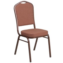 Flash Furniture FD-C01-COP-1-GG Hercules Crown Back Stacking Banquet Chair in Brown Fabric - Copper Vein Frame