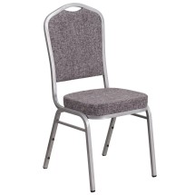 Flash Furniture FD-C01-S-12-GG Hercules Crown Back Stacking Banquet Chair in Herringbone Fabric - Silver Frame