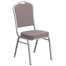 Flash Furniture FD-C01-S-6-GG Hercules Crown Back Stacking Banquet Chair in Gray Dot Fabric - Silver Frame