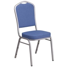 Flash Furniture FD-C01-S-7-GG Hercules Crown Back Stacking Banquet Chair in Blue Fabric - Silver Frame