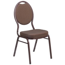 Flash Furniture FD-C04-COPPER-008-T-02-GG Hercules Teardrop Back Brown Patterned Fabric Stacking Banquet Chair - Copper Vein Frame