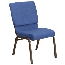 Flash Furniture FD-CH02185-GV-BLUE-GG Hercules 18.5''W Blue Fabric Stacking Church Chair - Gold Vein Frame