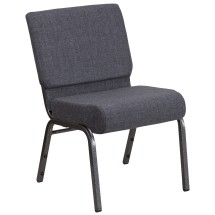 Flash Furniture FD-CH0221-4-SV-DKGY-GG Hercules 21''W Dark Gray Fabric Church Chair - Silver Vein Frame