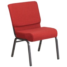 Flash Furniture FD-CH0221-4-SV-RED-GG Hercules 21''W Crimson Fabric Stacking Church Chair - Silver Vein Frame
