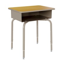 Flash Furniture FD-DESK-GY-MPL-GG Maple/Silver Student Desk with Open Front Metal Book Box
