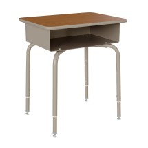 Flash Furniture FD-DESK-GY-WAL-GG Walnut/Silver Student Desk with Open Front Metal Book Box