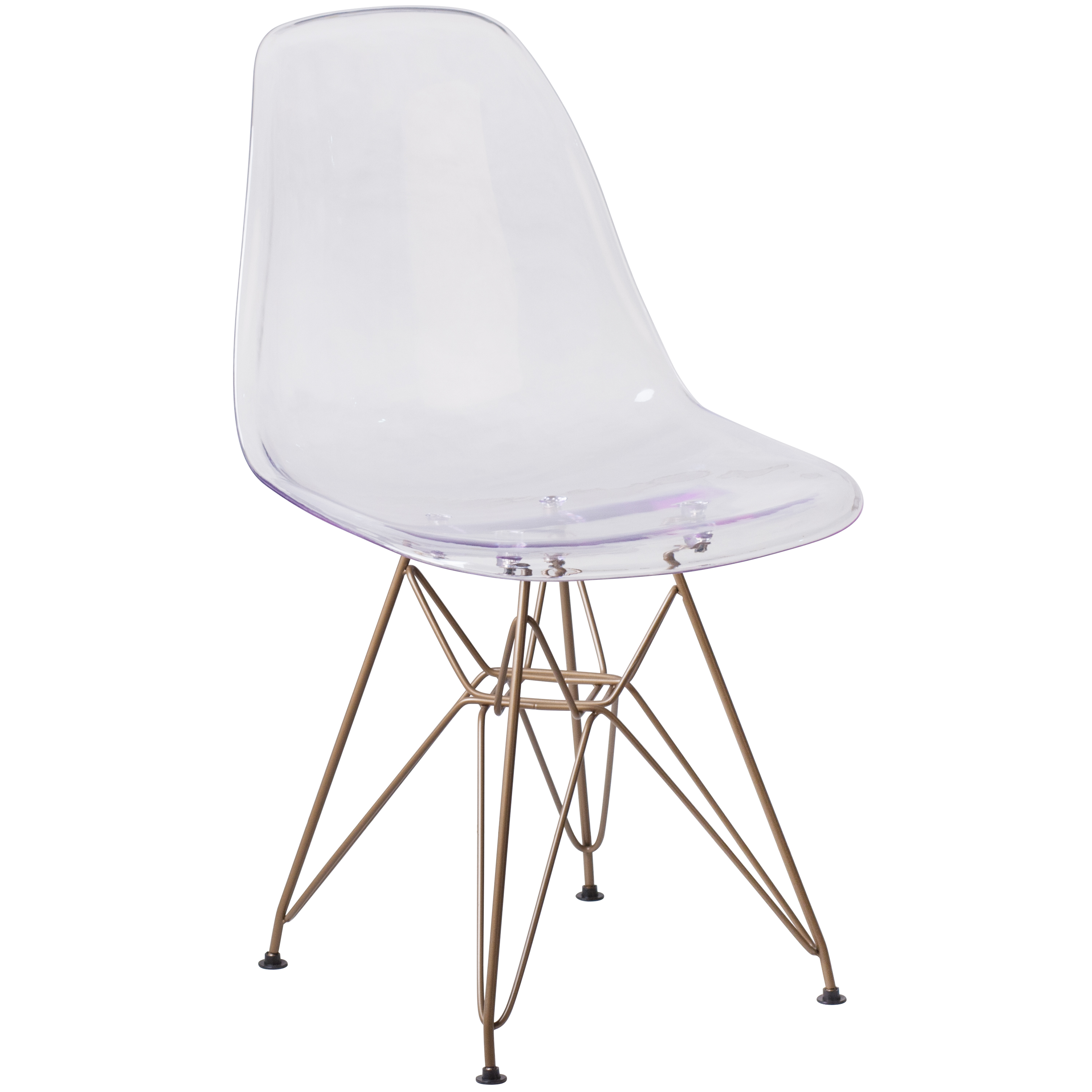 Flash Furniture FH-130-CPC1-GG Elon Series Ghost Chair with Gold Metal Base