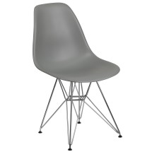 Flash Furniture FH-130-CPP1-GY-GG Elon Series Moss Gray Plastic Chair with Chrome Base