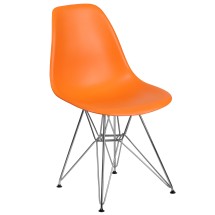 Flash Furniture FH-130-CPP1-OR-GG Elon Series Orange Plastic Chair with Chrome Base