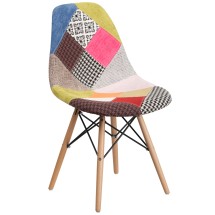 Flash Furniture FH-130-DCV1-D-GG Elon Series Patchwork Fabric Chair with Wooden Legs