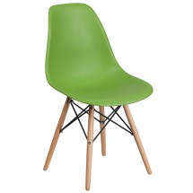Flash Furniture FH-130-DPP-GN-GG Elon Series Green Plastic Chair with Wooden Legs