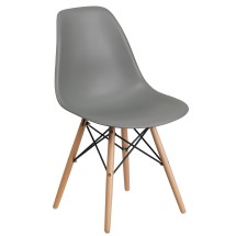 Flash Furniture FH-130-DPP-GY-GG Elon Series Moss Gray Plastic Chair with Wooden Legs
