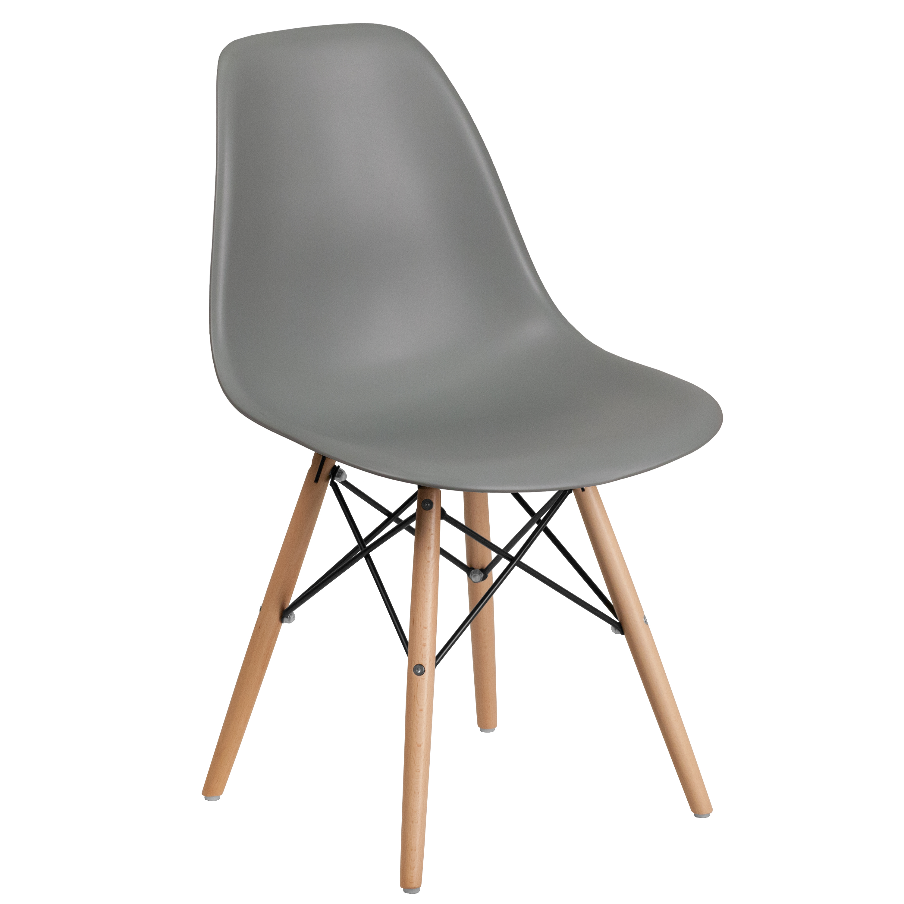 Flash Furniture FH-130-DPP-GY-GG Elon Series Moss Gray Plastic Chair with Wooden Legs