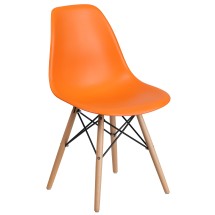Flash Furniture FH-130-DPP-OR-GG Elon Series Orange Plastic Chair with Wooden Legs