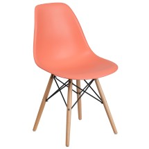 Flash Furniture FH-130-DPP-PE-GG Elon Series Peach Plastic Chair with Wooden Legs