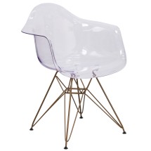 Flash Furniture FH-132-CPC1-GG Alonza Series Transparent Side Chair with Gold Base