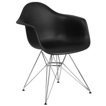 Flash Furniture FH-132-CPP1-BK-GG Alonza Series Black Plastic Chair with Chrome Base