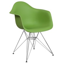 Flash Furniture FH-132-CPP1-GN-GG Alonza Series Green Plastic Chair with Chrome Base