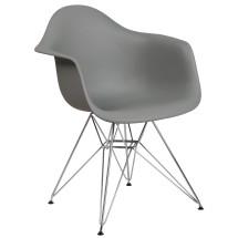 Flash Furniture FH-132-CPP1-GY-GG Alonza Series Moss Gray Plastic Chair with Chrome Base