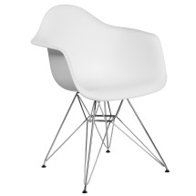 Flash Furniture FH-132-CPP1-WH-GG Alonza Series White Plastic Chair with Chrome Base