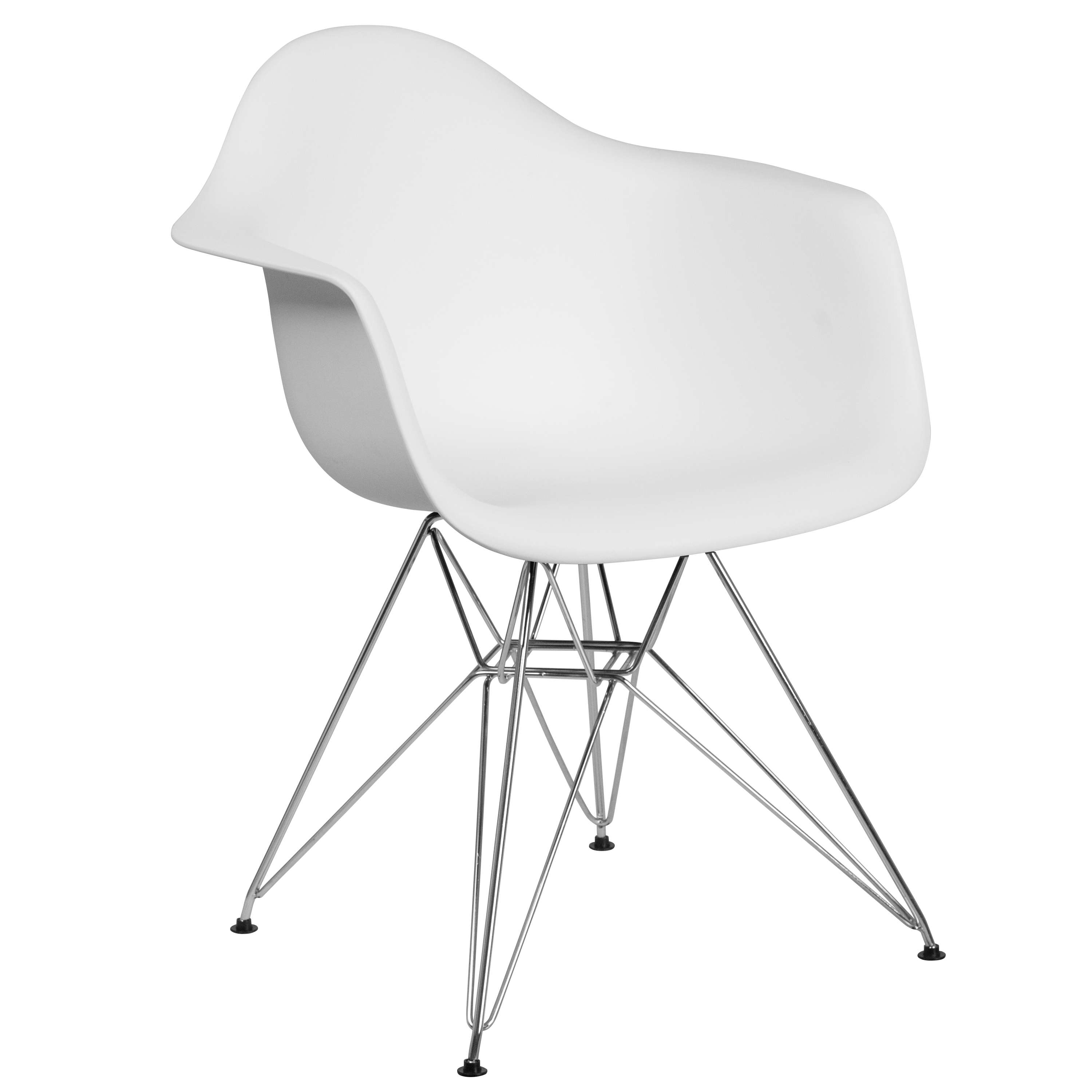 Flash Furniture FH-132-CPP1-WH-GG Alonza Series White Plastic Chair with Chrome Base