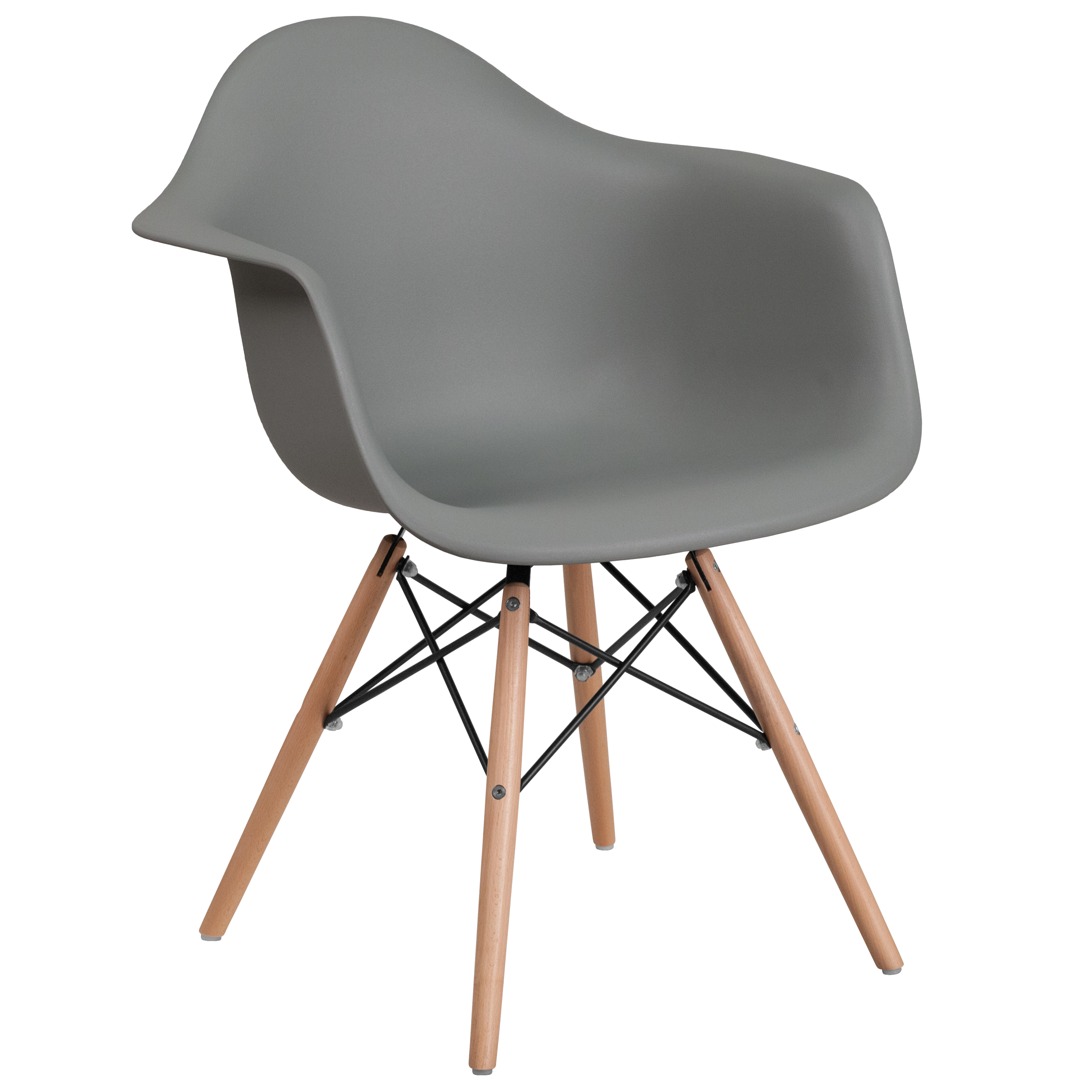 Flash Furniture FH-132-DPP-GY-GG Alonza Series Moss Gray Plastic Chair with Wooden Legs