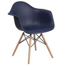 Flash Furniture FH-132-DPP-NY-GG Alonza Series Navy Plastic Chair with Wooden Legs