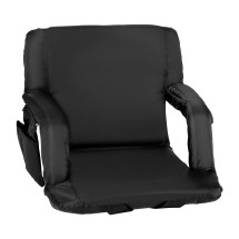 Flash Furniture FV-FA090-BK-GG Malta Black Portable Lightweight Reclining Stadium Chair with Armrests, Padded Back & Seat 