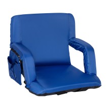 Flash Furniture FV-FA090-BL-GG Blue Portable Lightweight Reclining Stadium Chair with Armrests, Padded Back & Seat 
