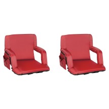 Flash Furniture FV-FA090-RD-2-GG Red Portable Lightweight Reclining Stadium Chair with Armrests, Padded Back & Seat, Set of 2