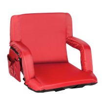 Flash Furniture FV-FA090-RD-GG Malta Red Portable Lightweight Reclining Stadium Chair with Armrests, Padded Back & Seat 