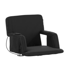 Flash Furniture FV-FA090H-BK-GG Black Portable Heated Reclining Stadium Chair with Armrests, Padded Back & Heated Seat 