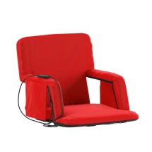 Flash Furniture FV-FA090H-RD-GG Red Portable Heated Reclining Stadium Chair with Armrests, Padded Back & Heated Seat 