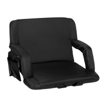 Flash Furniture FV-FA090L-BK-GG Extra Wide Black Lightweight Reclining Stadium Chair with Armrests, Padded Back & Seat 