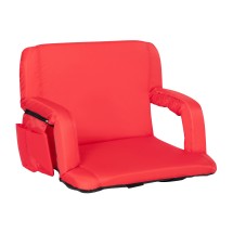Flash Furniture FV-FA090L-RD-GG Extra Wide Red Lightweight Reclining Stadium Chair with Armrests, Padded Back & Seat 