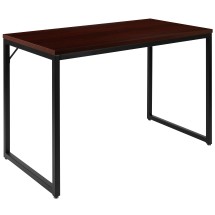 Flash Furniture GC-GF156-12-MHG-GG Industrial Modern Office Home Office Desk, 47" Long, Mahogany/Black 