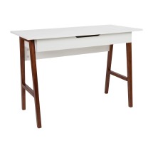Flash Furniture GC-MBLK60-WH-WAL-GG White Computer Desk with Drawer and Walnut Frame