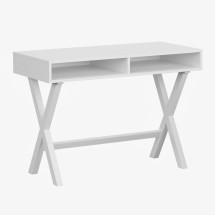 Flash Furniture GC-MBLK61-WH-GG White Home Office Writing Computer Desk with Open Storage Compartments
