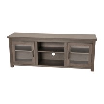 Flash Furniture GC-MBLK65-BK-GG 65&quot; Black Wash TV Stand with Full Glass Doors up to 80&quot; TVs