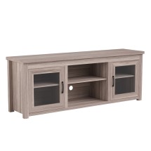 Flash Furniture GC-MBLK65-GY-GG 65&quot; Gray Wash Oak TV Stand with Full Glass Doors up to 80&quot; TVs