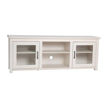 Flash Furniture GC-MBLK65-WH-GG 65&quot; White Wash TV Stand with Full Glass Doors up to 80&quot; TVs