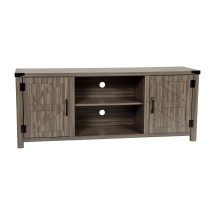 Flash Furniture GC-MBLK67-GY-GG 59&quot; Modern Farmhouse Barn Door Gray Wash Oak TV Stand with Storage