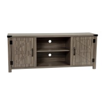 Flash Furniture GC-MBLK67-GY-GG 59" Modern Farmhouse Barn Door Gray Wash Oak TV Stand with Storage