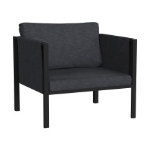 Flash Furniture GM-201108-1S-CH-GG Black Steel Frame Patio Chair with Charcoal Cushions & Storage Pockets