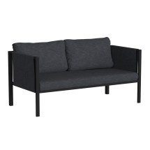 Flash Furniture GM-201108-2S-CH-GG Black Steel Frame Loveseat with Charcoal Cushions & Storage Pockets