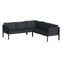 Flash Furniture GM-201108-SEC-CH-GG Black Steel Frame Sectional with Charcoal Cushions and Storage Pockets