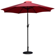 Flash Furniture GM-402003-UB19B-RED-GG Red 9 Ft. Round Umbrella - Crank and Tilt Function. Standing Umbrella Base