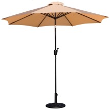 Flash Furniture GM-402003-UB19B-TAN-GG Tan 9 Ft. Round Umbrella - Crank and Tilt Function. Standing Umbrella Base